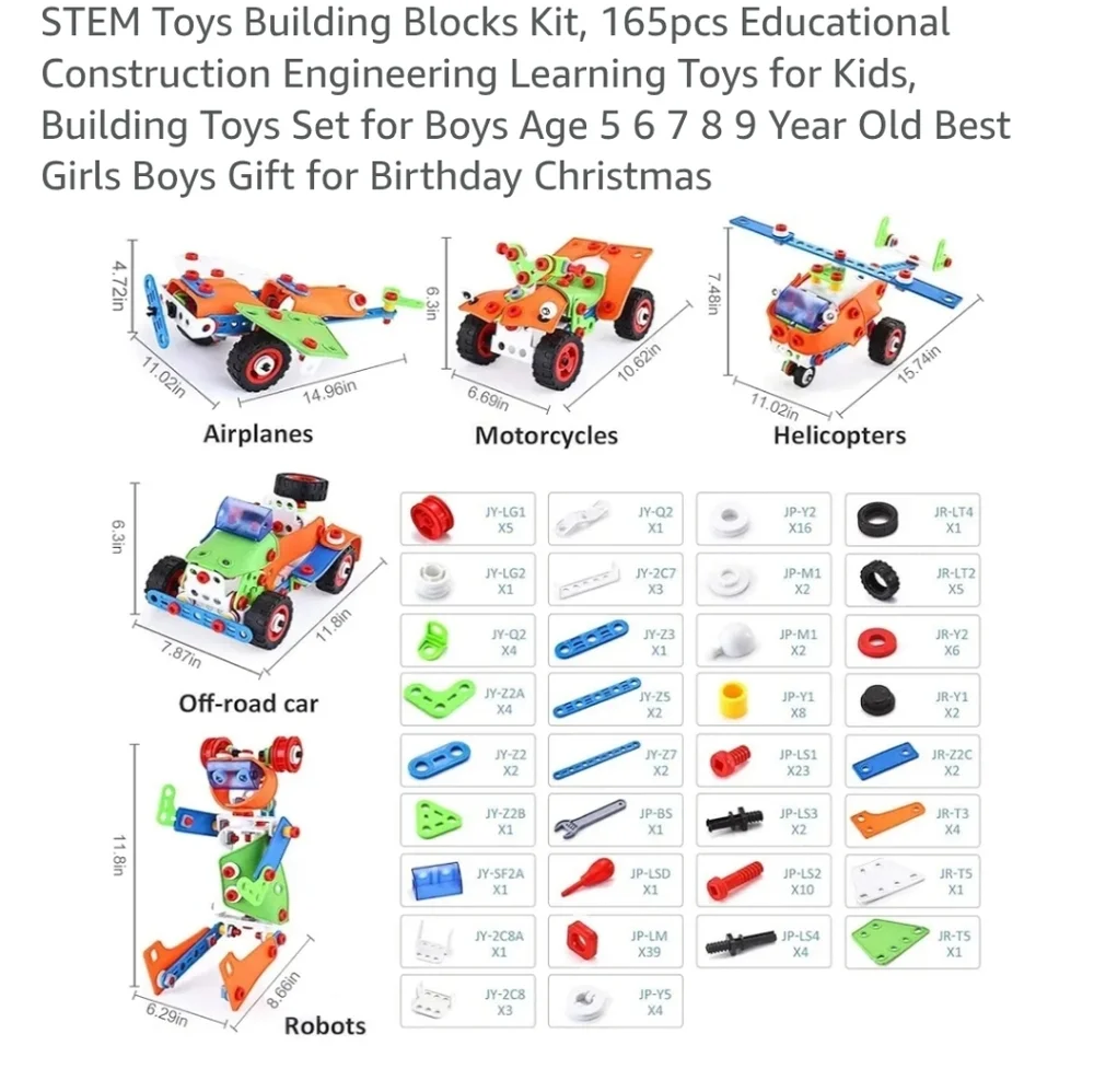 STEM Toys Building Blocks Kids Construction Toy Set Best Girls Boys Gifts